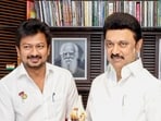 Udhayanidhi Stalin (L) with Tamil Nadu chief minister ML Stalin. 