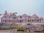 The image shows Ayodhya's Ram Mandir from when it was being constructed. The image shows Ayodhya's Ram Mandir from when it was being constructed.
