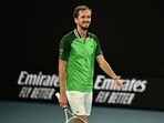Russia's Daniil Medvedev celebrates after victory against Finland's Emil Ruusuvuori