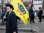 Hasidic men and boys gather outside of the Chabad-Lubavitch global headquarters in Crown Heights, Brooklyn where a secret tunnel was recently discovered on January 12, 2024 in New York City. Hasidic men and boys gather outside of the Chabad-Lubavitch global headquarters in Crown Heights, Brooklyn where a secret tunnel was recently discovered on January 12, 2024 in New York City.
