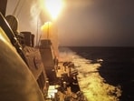 Arleigh Burke-class guided-missile destroyer USS Carney (DDG 64) defeating a combination of Houthi missiles and unmanned aerial vehicles in the Red Sea. Arleigh Burke-class guided-missile destroyer USS Carney (DDG 64) defeating a combination of Houthi missiles and unmanned aerial vehicles in the Red Sea.