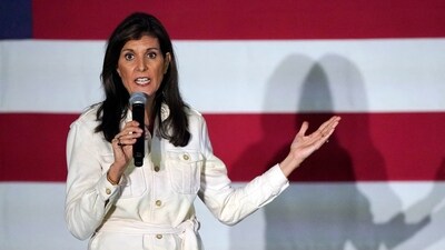Republican presidential candidate former UN Ambassador Nikki Haley speaks at a campaign rally Wednesday, Jan. 17, 2024, in Rochester, N.H (AP/PTI) (AP) Republican presidential candidate former UN Ambassador Nikki Haley speaks at a campaign rally Wednesday, Jan. 17, 2024, in Rochester, N.H (AP/PTI) (AP)