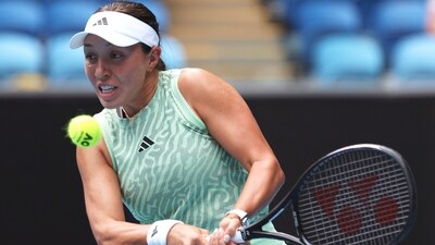 Jessica Pegula of the U.S. plays a backhand return to Clara Burel of France during their second round match at the Australian Open tennis (AP) Jessica Pegula of the U.S. plays a backhand return to Clara Burel of France during their second round match at the Australian Open tennis (AP)