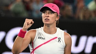 Poland's Iga Swiatek celebrates after victory against USA's Danielle Collins during their women's singles match on day five of the Australian Open (AFP) Poland's Iga Swiatek celebrates after victory against USA's Danielle Collins during their women's singles match on day five of the Australian Open (AFP)