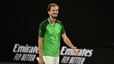 Russia's Daniil Medvedev celebrates after victory against Finland's Emil Ruusuvuori (AFP) Russia's Daniil Medvedev celebrates after victory against Finland's Emil Ruusuvuori (AFP)