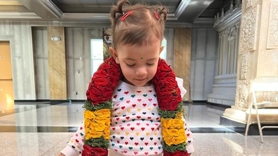 Priyanka Chopra and Nick Jonas' daughter Malti Marie Chopra Jonas celebrated her 2nd birthday on January 15. Priyanka also shared pictures from her special day as they visited the Malibu Hindu Temple. "She is our miracle. And she is 2," wrote Priyanka in her Instagram caption. In her heart print pyjama set, pigtails and tiny bindi, the birthday girl looked adorable in the temple photos. Priyanka Chopra and Nick Jonas' daughter Malti Marie Chopra Jonas celebrated her 2nd birthday on January 15. Priyanka also shared pictures from her special day as they visited the Malibu Hindu Temple. "She is our miracle. And she is 2," wrote Priyanka in her Instagram caption. In her heart print pyjama set, pigtails and tiny bindi, the birthday girl looked adorable in the temple photos.
