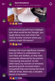 A screen grab of Samantha's response on her Broadcast channel A screen grab of Samantha's response on her Broadcast channel