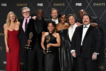 Cast members of The Bear at the 75th Emmy Awards on January 15, 2024. (AFP) Cast members of The Bear at the 75th Emmy Awards on January 15, 2024. (AFP)