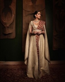 Sonam Kapoor Ahuja in an ivory saree with a cape blouse (Photo: Instagram)