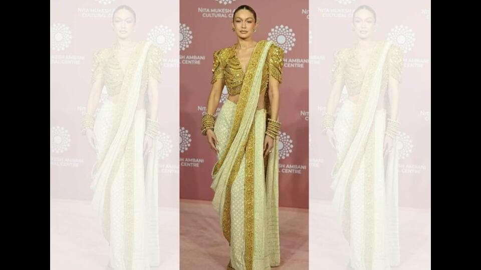 Abu Jani and Sandeep Khosla dressed supermodel Gigi Hadid in an ivory chikankari sari last year.