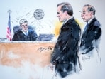 In this courtroom sketch, President Joe Biden's son Hunter Biden, centre, appears alongside attorney Abbe Lowell, right, in front of Judge Mark C. Scarsi, left, in federal court, Thursday,(Bill Robles via AP)