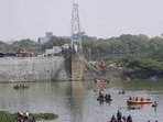 The pedestrian bridge collapsed in Morbi on October 30, 2022. (AP)
