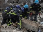 Russia-Ukraine War: Rescuers work at the site of a Russian missile strike in an area in the village of Rivne near the Pokrovsk town, amid Russia's attack on Ukraine, in Donetsk.