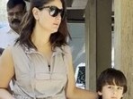 Kareena Kapoor with Taimur Ali Khan (L) and Suhana Khan with Abram Khan.