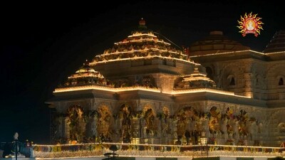 Ayodhya, Jan 19 (ANI): A glimpse of the beautification work at the Ram Temple ahead of the 'Pran Pratishtha' ceremony, in Ayodhya on Friday. (ANI Photo) (Shri Ram Janmbhoomi Teerth Kshet) Ayodhya, Jan 19 (ANI): A glimpse of the beautification work at the Ram Temple ahead of the 'Pran Pratishtha' ceremony, in Ayodhya on Friday. (ANI Photo) (Shri Ram Janmbhoomi Teerth Kshet)