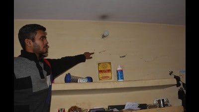 According to Chandigarh Police, an occupant of a house was refilling small LPG cylinders using a regular sized Indane-make cylinder, when the blast occurred due to a gas leak, leading to a fire. The blast caused cracks in the wall of an adjoining house. (Sant Arora/HT) According to Chandigarh Police, an occupant of a house was refilling small LPG cylinders using a regular sized Indane-make cylinder, when the blast occurred due to a gas leak, leading to a fire. The blast caused cracks in the wall of an adjoining house. (Sant Arora/HT)