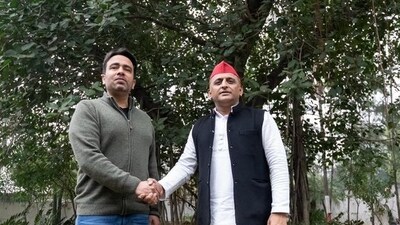 Jayant Chaudhary with Akhilesh Yadav. Jayant Chaudhary with Akhilesh Yadav.