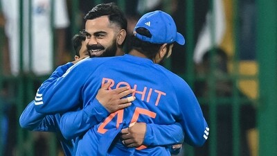 India's Virat Kohli celebrates with his captain Rohit Sharma (AFP) India's Virat Kohli celebrates with his captain Rohit Sharma (AFP)
