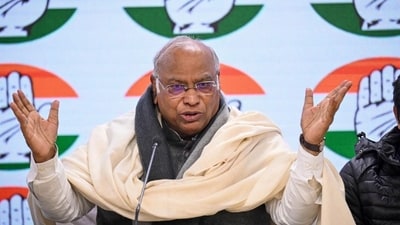 Congress chief Mallikarjun Kharge. (File photo) Congress chief Mallikarjun Kharge. (File photo)