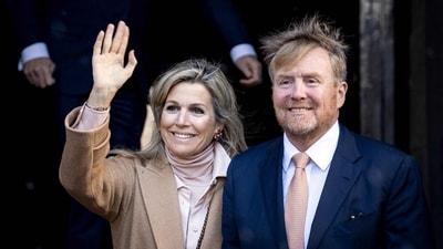 King Willem-Alexander and Queen Maxima arrive at the Royal Palace for the traditional New Year's reception in Amsterdam. (AFP) King Willem-Alexander and Queen Maxima arrive at the Royal Palace for the traditional New Year's reception in Amsterdam. (AFP)
