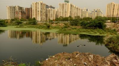 NOIDA, India - May 7, 2019: A view of pond sector 91, Noida authority to revive pond with help from experts, in NOIDA, India, on Tuesday, May 7, 2019. (Photo by Virendra Singh Gosain/ Hindustan Times) to go with Vinod Rajput’s story. (Virendra Singh Gosain/HT PHOTO) NOIDA, India - May 7, 2019: A view of pond sector 91, Noida authority to revive pond with help from experts, in NOIDA, India, on Tuesday, May 7, 2019. (Photo by Virendra Singh Gosain/ Hindustan Times) to go with Vinod Rajput’s story. (Virendra Singh Gosain/HT PHOTO)