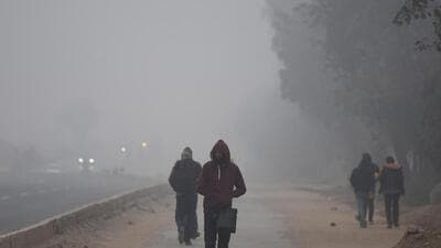 New Delhi, India-January 19, 2024: People are seen wearing warm clothes while going to work on a cold winter morning at South West Delhi near Kapashera, in New Delhi, India, on Friday, 19 January 2024. (Photo by Parveen Kumar/Hindustan Times) New Delhi, India-January 19, 2024: People are seen wearing warm clothes while going to work on a cold winter morning at South West Delhi near Kapashera, in New Delhi, India, on Friday, 19 January 2024. (Photo by Parveen Kumar/Hindustan Times)