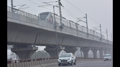 The 25km stretch to Meerut (south) is expected to be ready by end of March 2024, NCRTC said. (Sakib Ali/HT Photo) The 25km stretch to Meerut (south) is expected to be ready by end of March 2024, NCRTC said. (Sakib Ali/HT Photo)