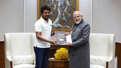 Tamil Nadu Sports Minister invited Prime Minister Narendra Modi for the opening ceremony of the Khelo India Youth Games to be held in Chennai on January 19, 2024. (PTI) Tamil Nadu Sports Minister invited Prime Minister Narendra Modi for the opening ceremony of the Khelo India Youth Games to be held in Chennai on January 19, 2024. (PTI)