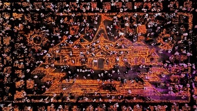 Diyas lit up in the shape of Ram Mandir, which is being built in Ayodhya's Ram Janmabhoomi. (Handout images/HT)
