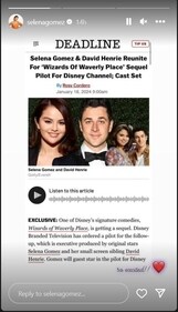 Selena Gomez shares the news of Wizards of Waverly Place revival (Instagram/selenagomez) Selena Gomez shares the news of Wizards of Waverly Place revival (Instagram/selenagomez)