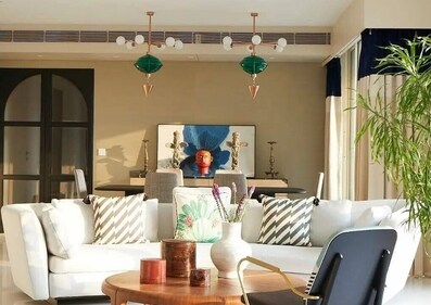 Choose a lamp in a shape and material that accentuates the rest of the living area (Arjun Rathi) Choose a lamp in a shape and material that accentuates the rest of the living area (Arjun Rathi)