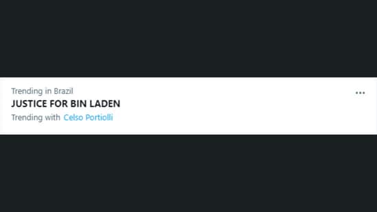 The screenshot shows the phrase 'Justice for Bin Laden' trending on X in Brazil. (X)