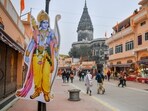 A cutout of Lord Ram seen installed ahead of the "Pran Pratishtha" ceremony at Ram Janmabhomi Temple, in Ayodhya on Friday. 