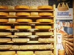 Gruyere cheeses are displayed at the International Green Week agriculture fair in Berlin, Germany January 19, 2024. REUTERS/Nadja Wohlleben
