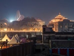 Ayodhya: Evening view of the Ram Temple ahead of its consecration ceremony, in Ayodhya
