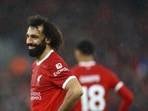 Liverpool's Mohamed Salah reacts during a match