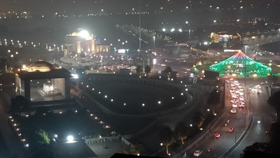 An aerial view of Lucknow’s Gomti Nagar illuminated with colourful lights ahead of the consecration ceremony of Ram temple in Ayodhya. (HT Photo/Deepak Gupta) An aerial view of Lucknow’s Gomti Nagar illuminated with colourful lights ahead of the consecration ceremony of Ram temple in Ayodhya. (HT Photo/Deepak Gupta)