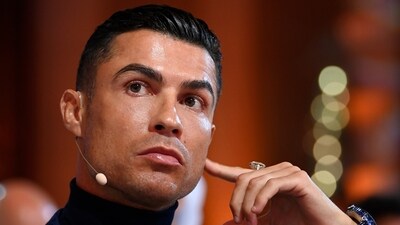 Cristiano Ronaldo attends the Globe Soccer Awards ceremony in Dubai (AP)
