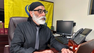Sikh separatist leader Gurpatwant Singh Pannun is pictured in his office. (AP) Sikh separatist leader Gurpatwant Singh Pannun is pictured in his office. (AP)