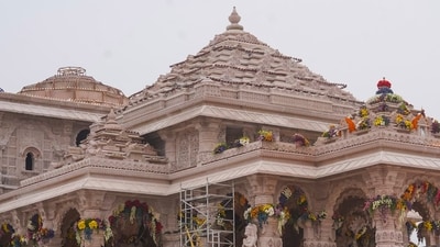 Ayodhya: Ram Mandir being decorated with flowers ahead of its consecration ceremony. (PTI)