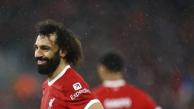 Liverpool's Mohamed Salah reacts during a match (REUTERS)