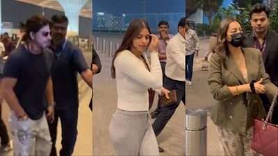 Shah Rukh Khan, Suhana Khan and Gauri Khan at Mumbai airport. Shah Rukh Khan, Suhana Khan and Gauri Khan at Mumbai airport.