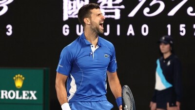 Serbia's Novak Djokovic celebrates a match point against Australia's Alexei Popyrin during their men's singles match on day four of the Australian Open tennis tournament in Melbourne on January 17 (AFP) Serbia's Novak Djokovic celebrates a match point against Australia's Alexei Popyrin during their men's singles match on day four of the Australian Open tennis tournament in Melbourne on January 17 (AFP)