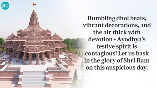 At 12:30pm, the pran-pratishtha ceremony of the Ram Temple will take place in the presence of Prime Minister Narendra Modi. (HT Photo) At 12:30pm, the pran-pratishtha ceremony of the Ram Temple will take place in the presence of Prime Minister Narendra Modi. (HT Photo)