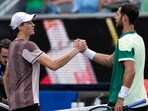 Jannik Sinner, left, of Italy is congratulated by Karen Khachanov of Russia following their fourth round match at the Australian Open tennis championships at Melbourne Park Jannik Sinner, left, of Italy is congratulated by Karen Khachanov of Russia following their fourth round match at the Australian Open tennis championships at Melbourne Park