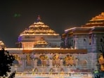 Ram Janmabhoomi temple lit up before its grand opening in Ayodhya, Ram Janmabhoomi temple lit up before its grand opening in Ayodhya,