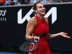 Belarus' Aryna Sabalenka reacts as rain delays the play during the women's singles match against USA's Amanda Anisimova on day eight of the Australian Open tennis tournament in Melbourne on January 21 Belarus' Aryna Sabalenka reacts as rain delays the play during the women's singles match against USA's Amanda Anisimova on day eight of the Australian Open tennis tournament in Melbourne on January 21