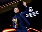 This handout picture made available by the Dubai Globe Soccer Awards shows Al-Nassr's Portuguese forward Cristriano Ronaldo receiving the Fans' Favourite Player Award at the 2023 Globe Soccer Awards in the Gulf emirate of Dubai on January 19 This handout picture made available by the Dubai Globe Soccer Awards shows Al-Nassr's Portuguese forward Cristriano Ronaldo receiving the Fans' Favourite Player Award at the 2023 Globe Soccer Awards in the Gulf emirate of Dubai on January 19