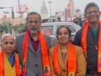 Sridhar Vembu (second from left) posing for the camera with his family in Ayodhya. Sridhar Vembu (second from left) posing for the camera with his family in Ayodhya.