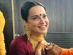 Kangana Ranaut during a temple visit in Ayodhya on Sunday. Kangana Ranaut during a temple visit in Ayodhya on Sunday.